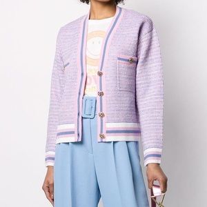 Sandro Tweed Effect Lyna Cardigan in Pink